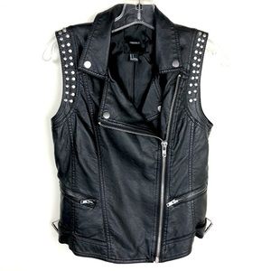 Forever 21 faux leather Moto vest sz S